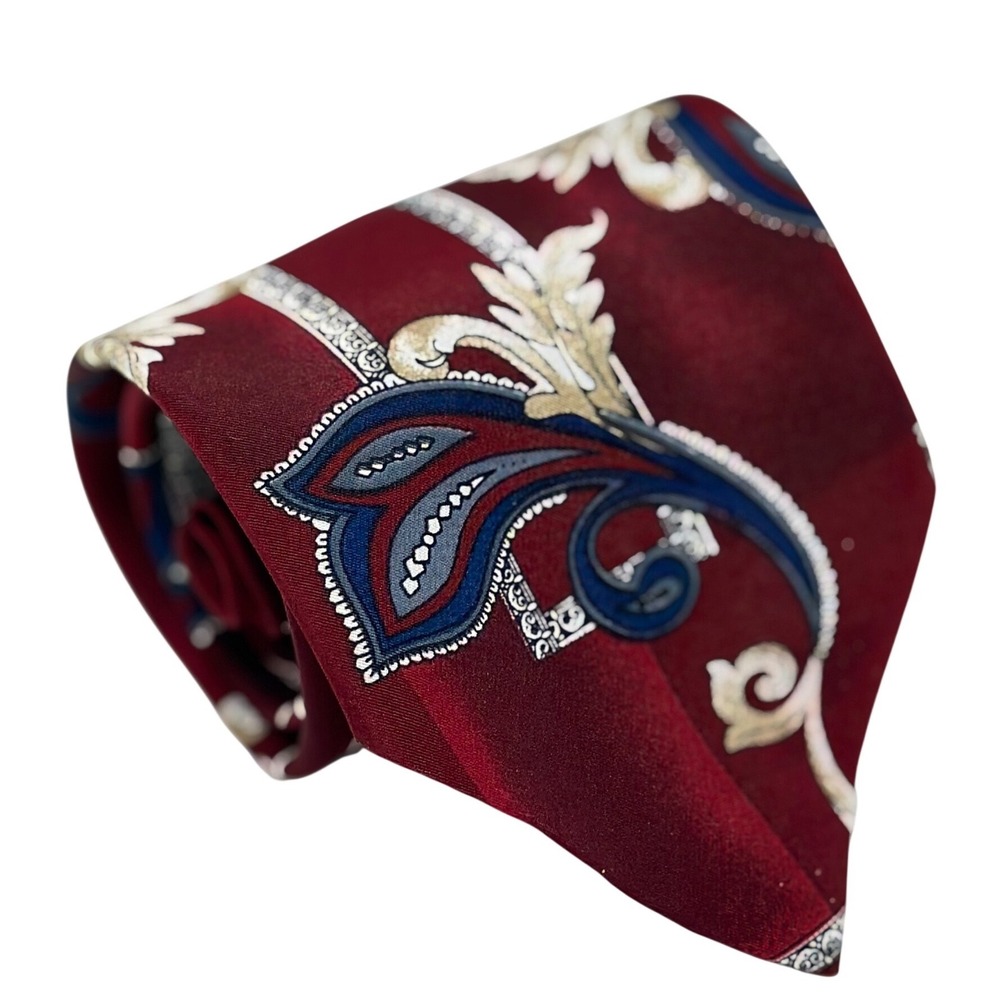 VTG Puritan Necktie Burgundy Red Paisley Geometric Special Edition Mens OS